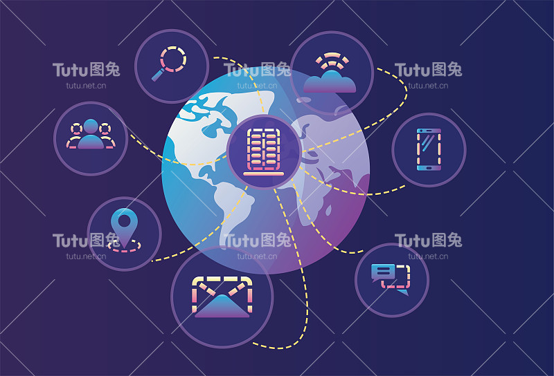 地球和网络服务库存插图