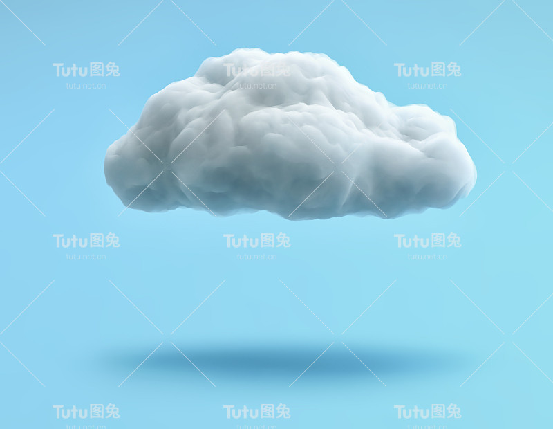 白云孤立在蓝色背景上。剪切路径包括