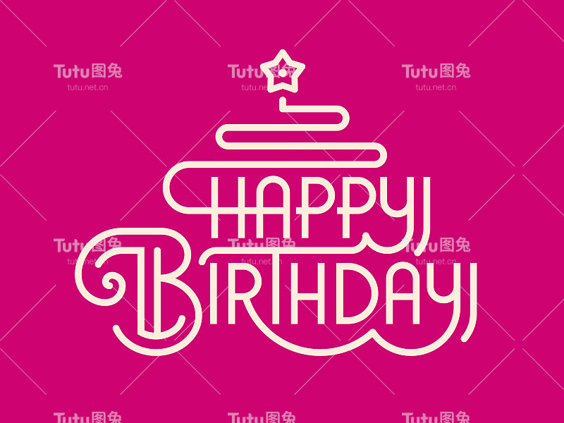 生日快乐-向量字母在线性风格的问候，卡片