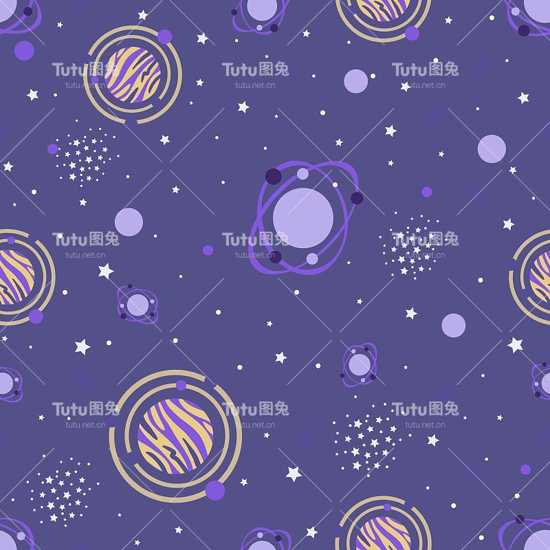 行星、星座和恒星的空间无缝模式。