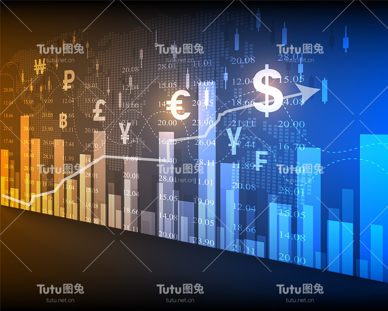 股票市场指数或金融业务图表及转账
