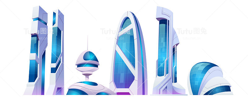玻璃幕墙的未来城市未来主义建筑