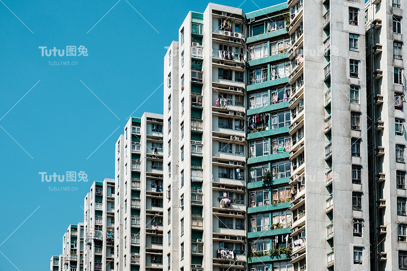 建筑立面，高层住宅房地产，香港