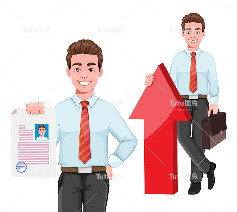 穿着商务服装的英俊商人。