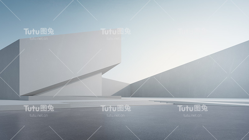 空的水泥地面作为停车场。