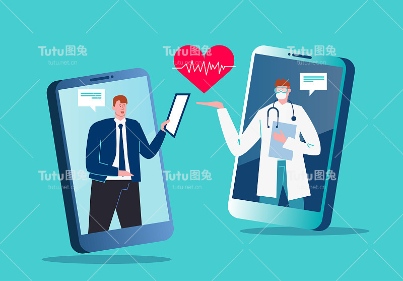 患者和医生通过智能手机进行在线沟通和咨询，提供现代医疗服务