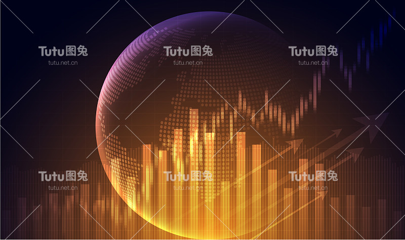 股市投资交易的蜡烛杆图，看涨点，看跌点。图形矢量设计趋势。