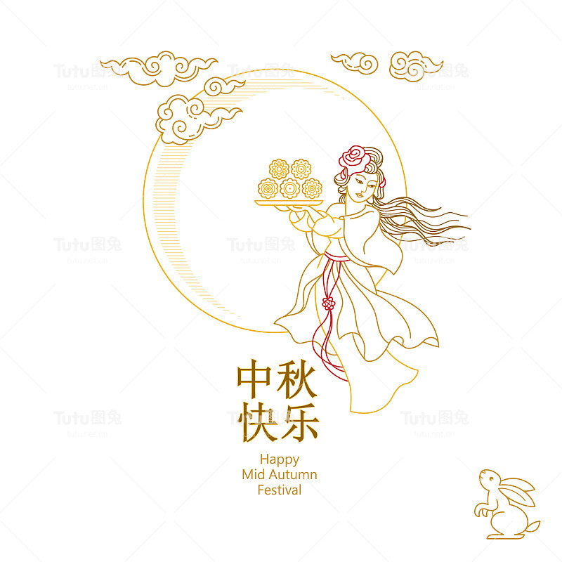 矢量贺卡与中秋节插图