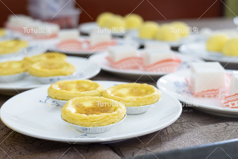 特写广东dum sum蛋挞等餐厅