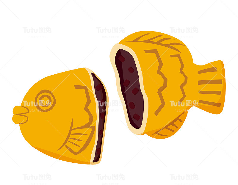 矢量图的Taiyaki。日本的糖果。