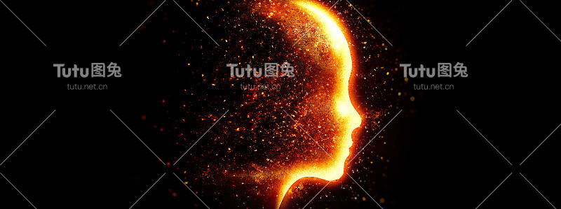 描绘一个人的抽象艺术轮廓的3D插图