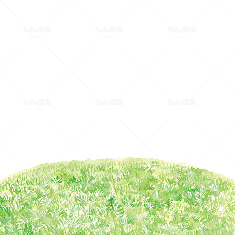 绿色山丘插图水彩背景