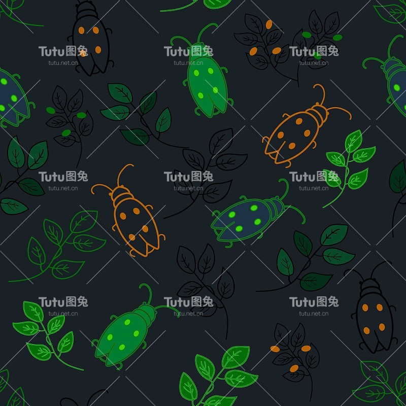 矢量无缝模式与发光的甲虫