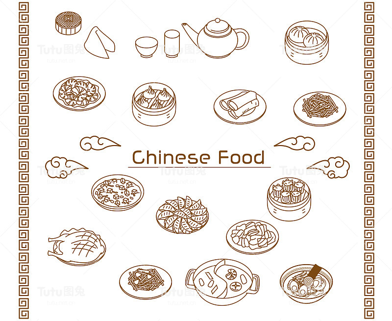 中国菜简单的线条图标
