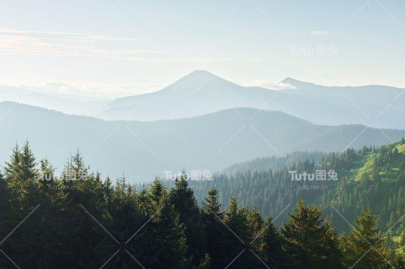 雄伟的喀尔巴阡山脉。原封不动的自然美景