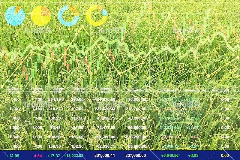 农业上用图形和图表符号表示股票金融指数数据
