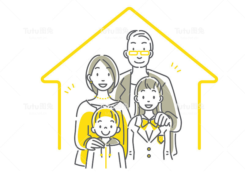 幸福四人家庭插图