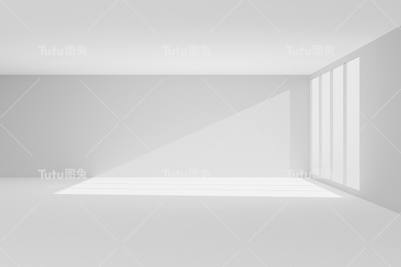 3D白色空房间内部