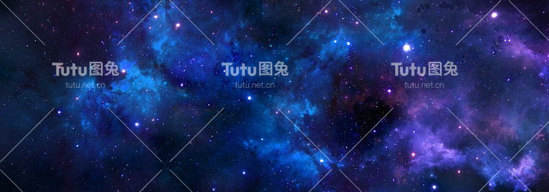 蓝色星云的宇宙背景，有一簇明亮的恒星