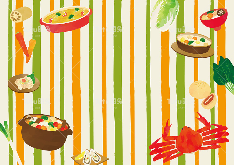 日本冬季美食，水彩风格触摸式设计