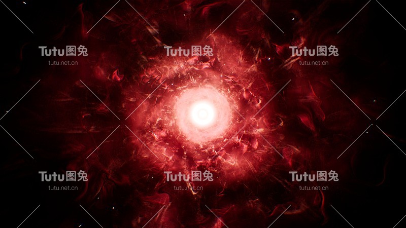 黑暗空间背景中的红色星云能量