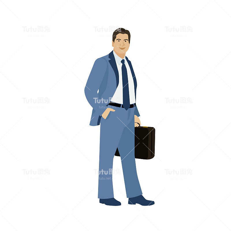 一个西装革履的商人拿着一个制作动画的公文包
