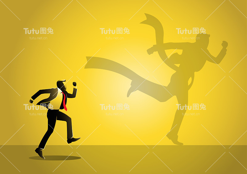 商人梦想着跑进终点彩带