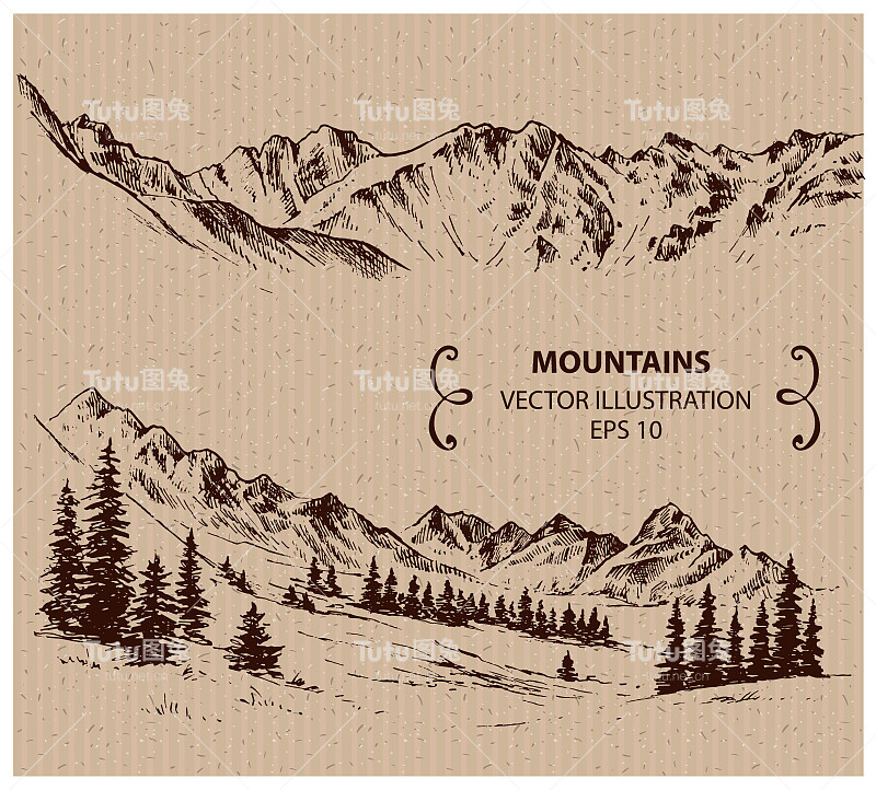 山风景,素描