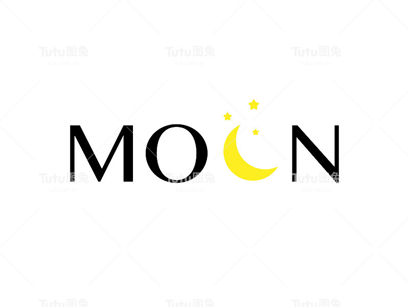 月亮星星字体字图标插图。新月标志标志矢量名片背景。手写黄黑字母元素。书法身份图案刻字。斋月的象征。
