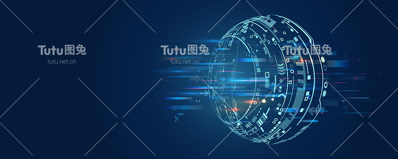 蓝色背景上的高科技通讯插图。5G高速信息传输技术。全球无线标准概念。