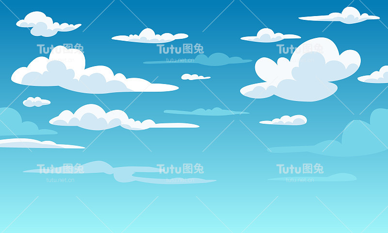 矢量插图，蓝天与白云，作为背景或横幅图像，国际清洁空气蓝天日。