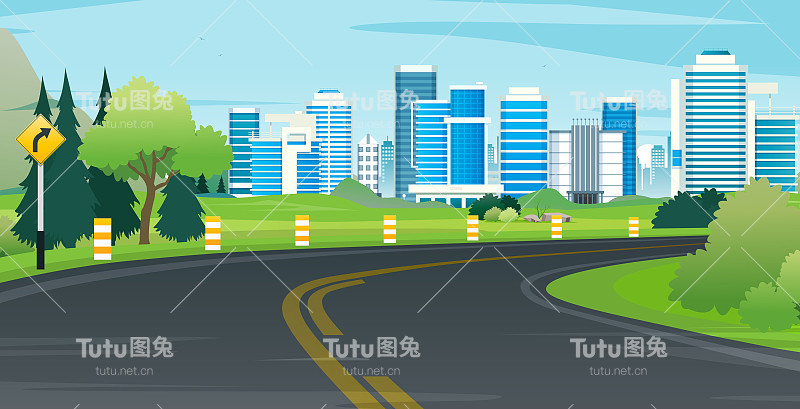 这条路通向城市。