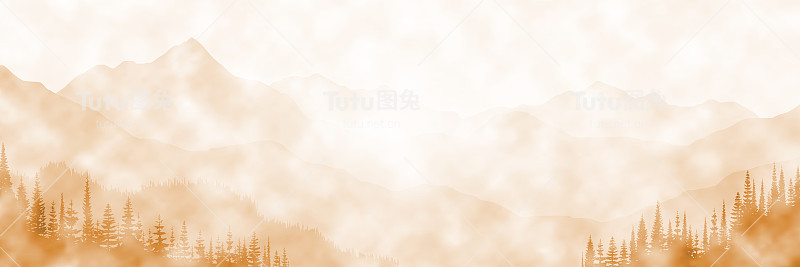 矢量画一幅山水画，仿水彩画