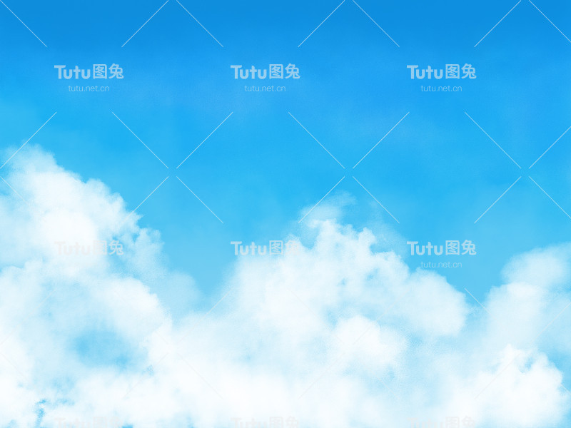 水彩背景与蓝天和云横幅，卡片，传单，社交媒体壁纸等。