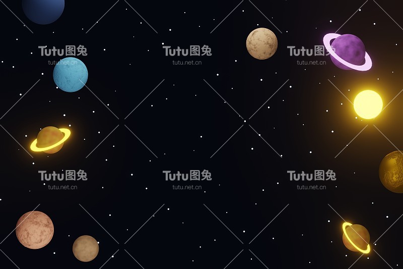 太空中的星球，3d渲染