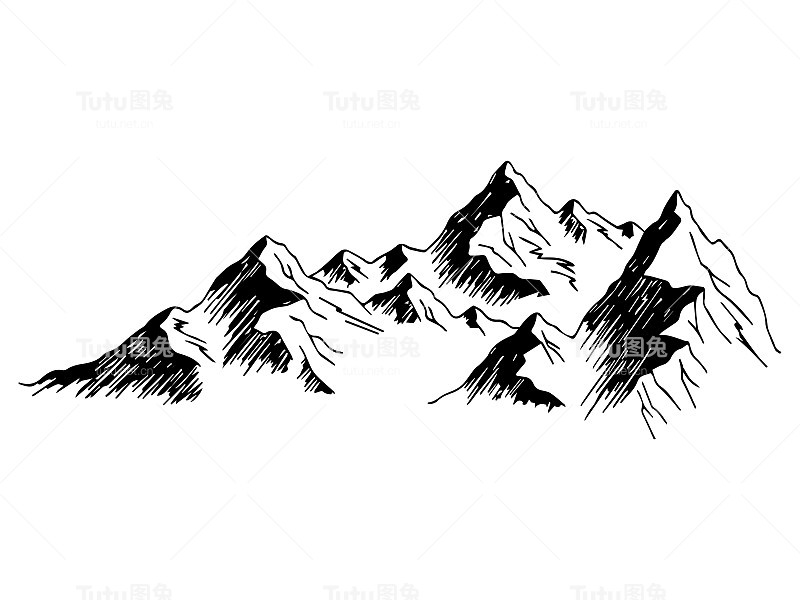 山地景观线条艺术。最小轮廓向量背景山脉