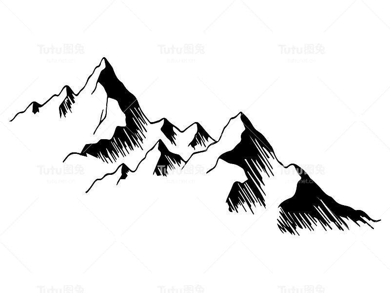 山地景观线条艺术。最小轮廓向量背景山脉