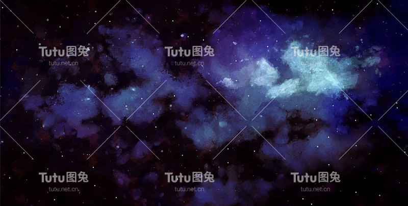 向量宇宙插图。美丽多彩的空间背景。水彩宇宙