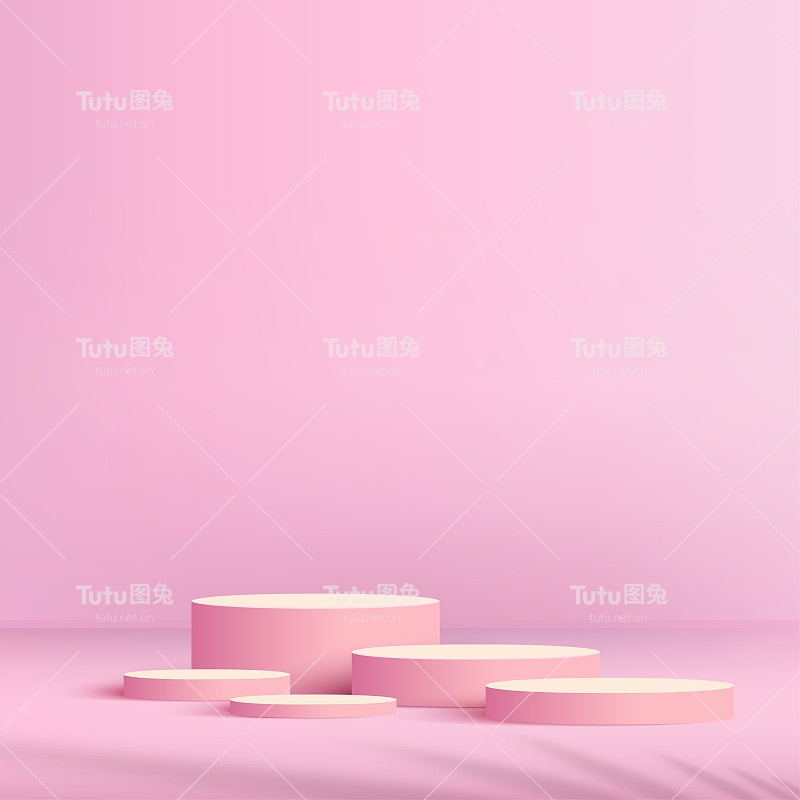粉红色的讲台在粉红色的背景为产品介绍。向量