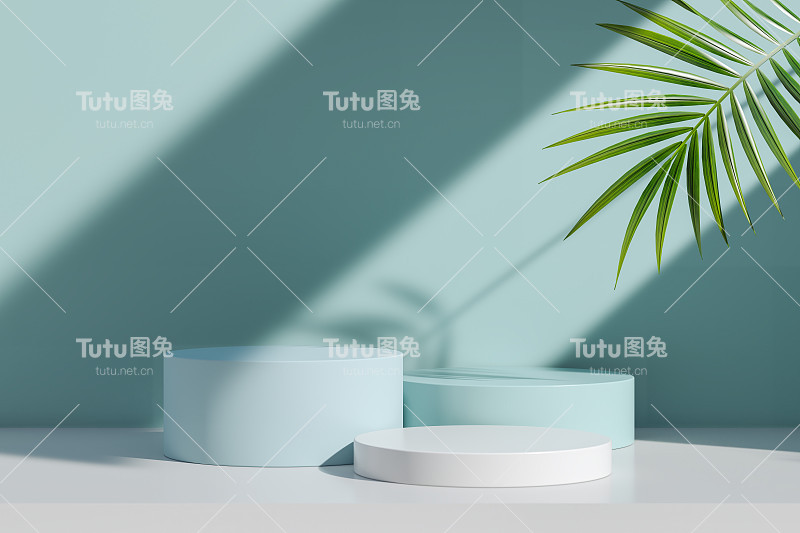 抽象几何造型粉彩场景简约，设计用于化妆品或产品展示平台的3d渲染。