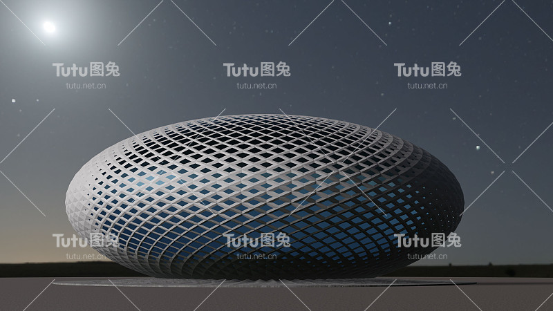 科幻大厦的3D插画