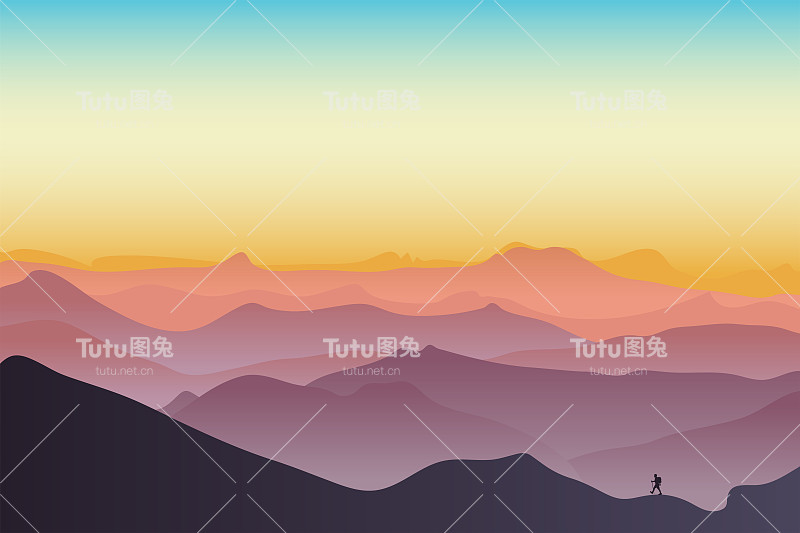 矢量明亮的山的轮廓