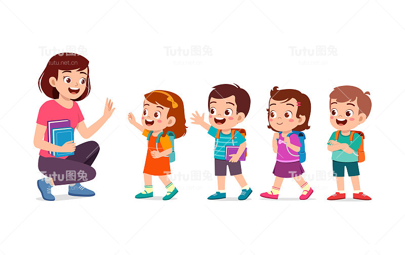小孩子向老师问好