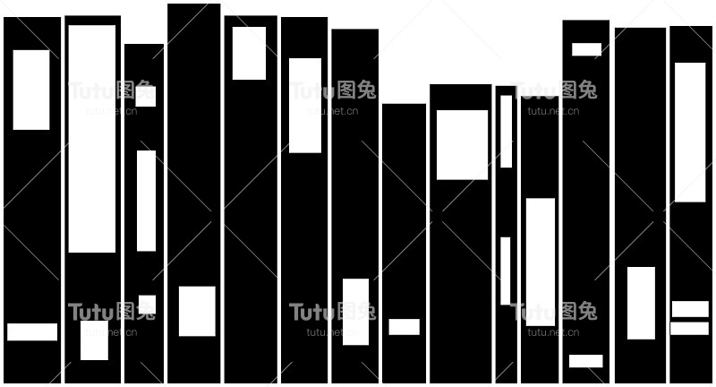 书籍的剪影垂直排列