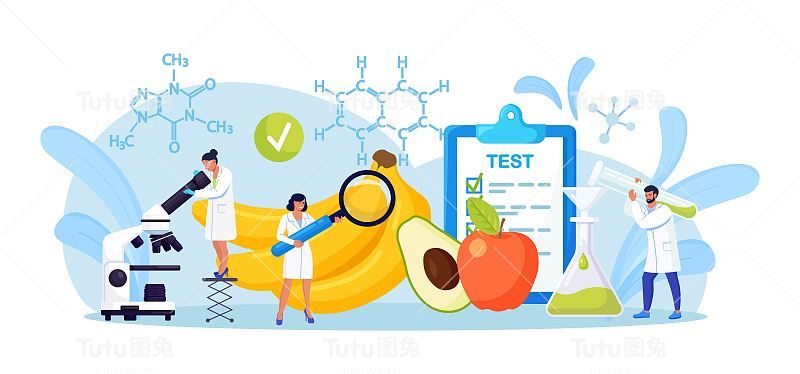 生物科学家研究食物。微型化学家测试产品以了解其安全性和化学结构。生物学家在实验室里种植植物，培育转基因蔬菜和水果