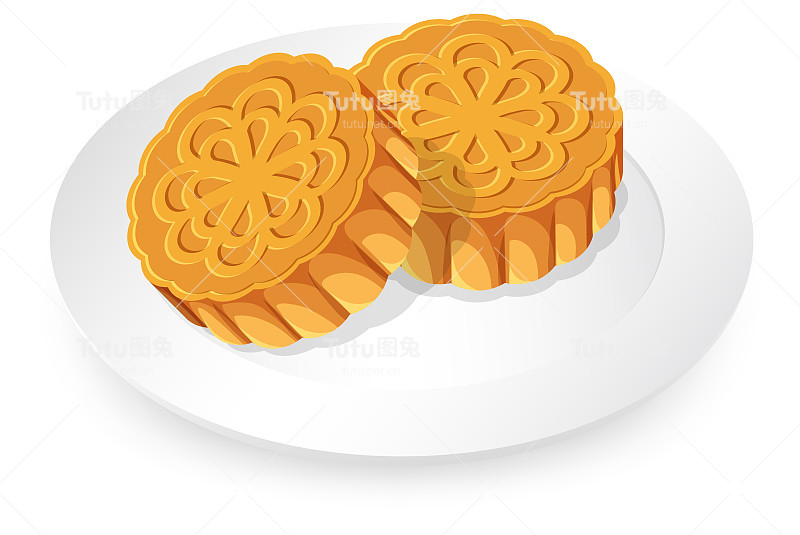 白底白盘月饼