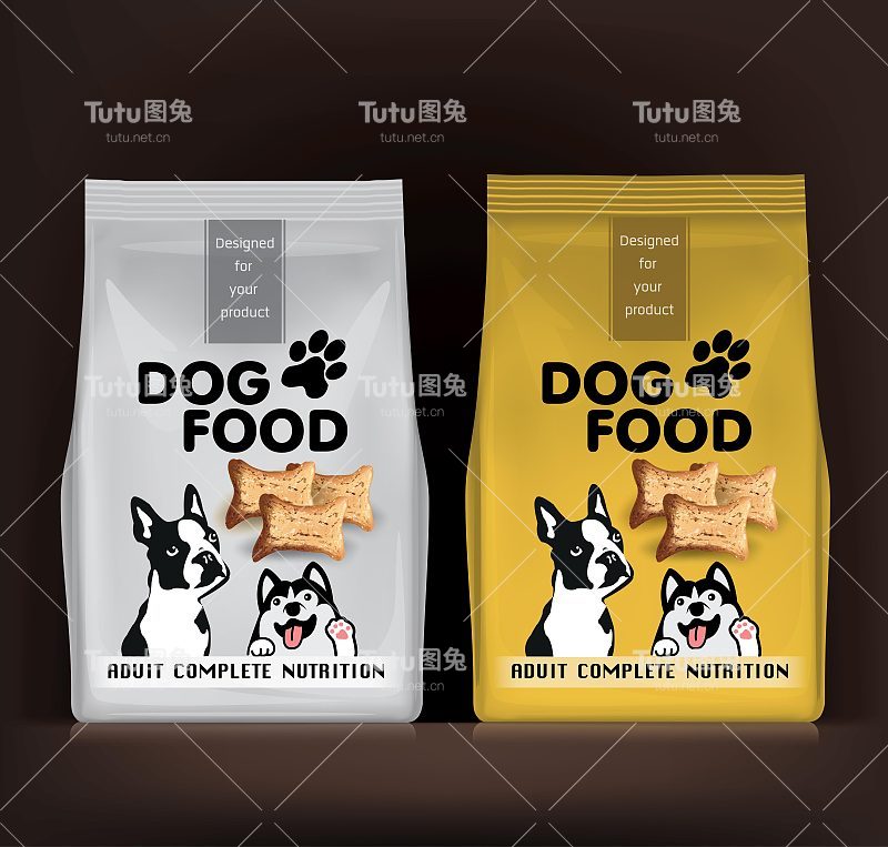 狗粮包装设计。说明向量