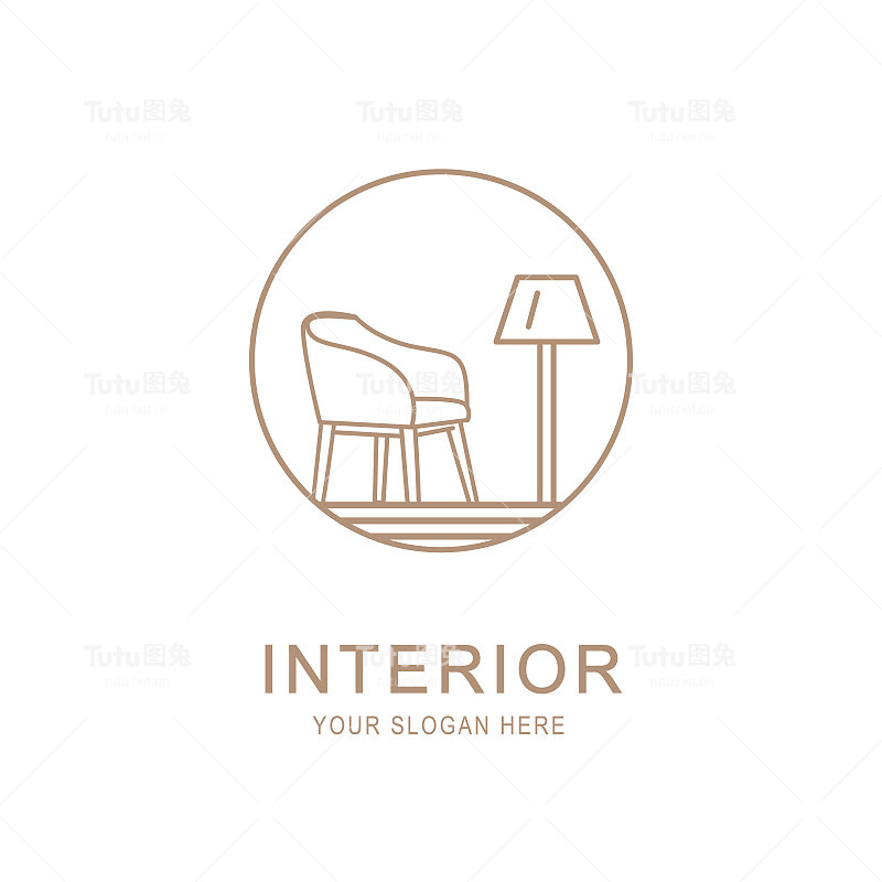 椅子家具内部logo孤立单线风格设计
