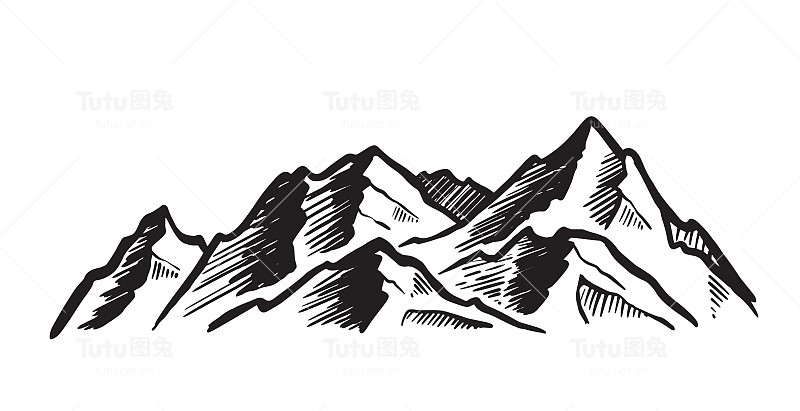 山地景观，手绘插画