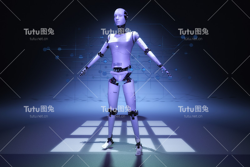 一个电子人的艺术3D插图